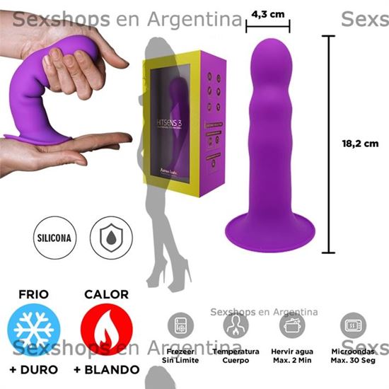 HITSENS 3 - Dildo de Silicona de Doble Densidad (Color Lila)